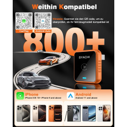 Syachi adaptateur sans fil carplay & android auto 2026, adaptateur carplay sans fil pour iphone et android avec usb-a/type-c, co