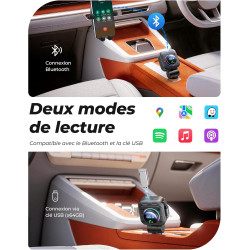 Lencent transmetteur fm bleutooth 5.4 72 w pour voiture, adaptateur bleutooth pour voiture avec câble de charge extensible, allu