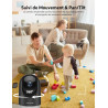 WOLFANG Camera Interieur 2K WiFi, Caméra Intérieure 360° PTZ avec Suivi Automatique, Vision Nocturne & Audio Bidirectionnel, Bab