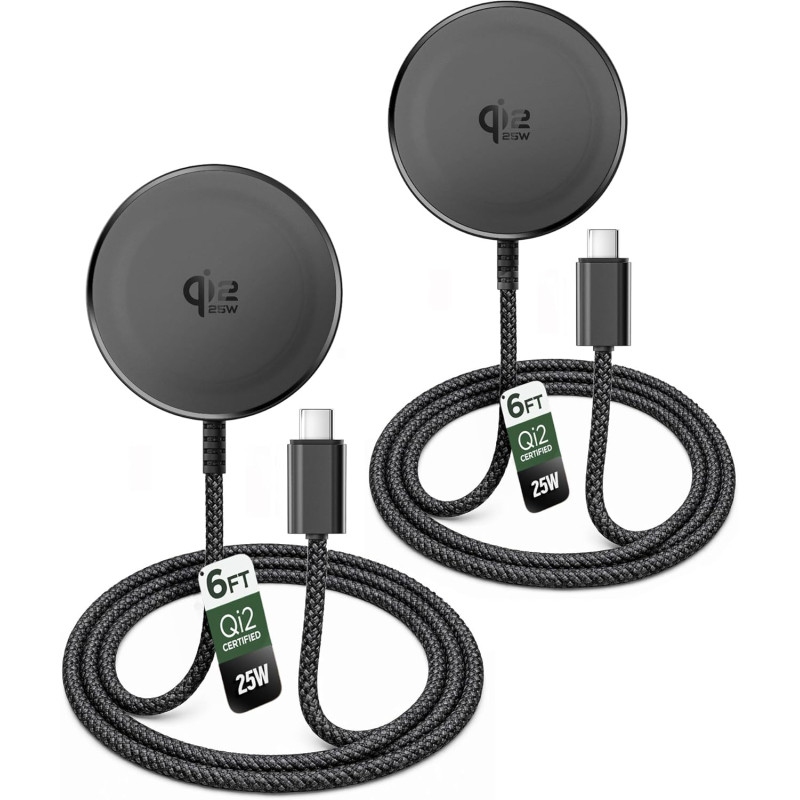 Galvanox Qi2.2 Lot de 2 chargeurs magnétiques sans fil certifiés 25 W pour Samsung [charge rapide] [corps en aluminium] pour Gal