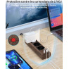 TOPREK Multiprise USB, Rallonge Multiprise en Finition Bois Marron 1.5M avec 3 Prises AC Française, 1 USB C et 1 USB A, 1 Interr