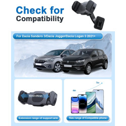 Support de téléphone portable compatible avec Dacia Sandero 3 / Dacia Jogger/Dacia Logan 3 2021-2026, support téléphone, support