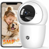 3K 5 MP Caméra WiFi Interne, 2,4/5 GHz Caméra de Surveillance intérieure 360 caméras avec Suivi Automatique, Vision Nocturne, dé