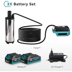 Pompe à eau sans fil, pompe à baril, pompe à eau avec batterie, pompe à eau 18 V, 80-150 l/min, 60 W, pour pompes de nettoyage, 