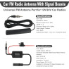 Antenne Autoradio avec Amplificateur de Signal, Antenne Voiture Universelle 12V FM/AM avec Fiche DIN, Amplificateur Signal FM po