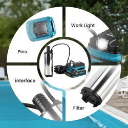 Pompe à eau sans fil, pompe à baril, pompe à eau avec batterie, pompe à eau 18 V, 80-150 l/min, 60 W, pour pompes de nettoyage, 