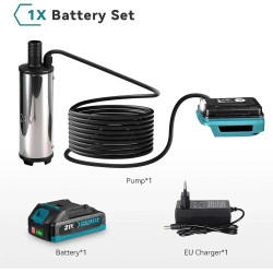 Pompe à eau sans fil, pompe à baril, pompe à eau avec batterie, pompe à eau 18 V, 80-150 l/min, 60 W, pour pompes de nettoyage, 