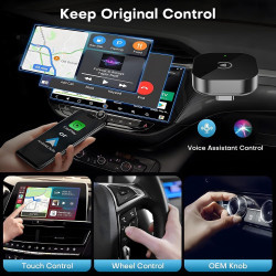 Adaptateur de voiture sans fil USB‑C CarPlay et Android - Dongle filaire vers câble - Plug & Play - Compatible avec iPhone et sm