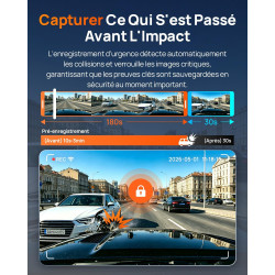 70mai Dashcam Voiture Avant et Arrière A810 Lite , 4K Dash Cam Compatible 4G LTE WiFi 6 5GHz, Vision Nocturne HDR, Mode Stationn