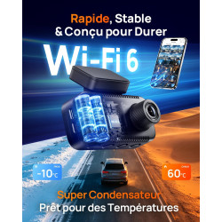 70mai Dashcam Voiture Avant et Arrière A810 Lite , 4K Dash Cam Compatible 4G LTE WiFi 6 5GHz, Vision Nocturne HDR, Mode Stationn