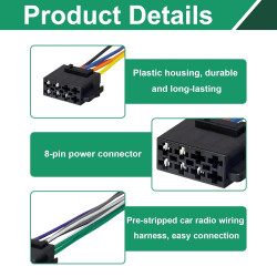 2 Pièces Adaptateur Faisceau ISO Universel, Connecteur ISO Autoradio, Connecteur Prise DIN 8PIN + 5PIN vers ISO, Câble Précâblé 