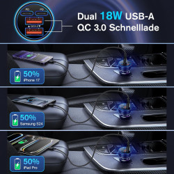 Abetcabe Allume Cigare USB C, 90W 4 en 1 USB-C Charge Rapide Chargeur Voiture PPS PD 45W, Compatible avec iPhone 17 16 15 14, Ga