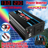 Convertisseur Onduleur 4000W,Transformateur DC 12V vers AC 200V,avec 2 Prises USB UE Et Affichage LED Onduleur Puissance,pour Ca