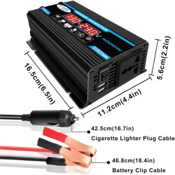 Convertisseur Onduleur 4000W,Transformateur DC 12V vers AC 200V,avec 2 Prises USB UE Et Affichage LED Onduleur Puissance,pour Ca