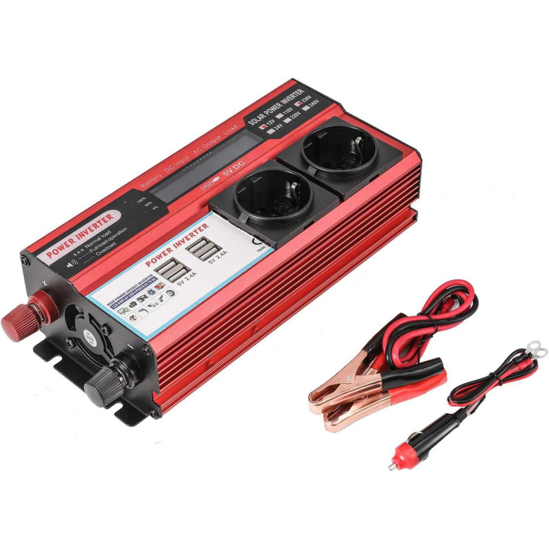 Convertisseur Onduleur 800W,Transformateur DC 12V vers AC 220V 230V,avec 4 USB Prise UE Charge,avec Affichage LED,pour Téléphone