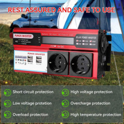 Convertisseur Onduleur 800W,Transformateur DC 12V vers AC 220V 230V,avec 4 USB Prise UE Charge,avec Affichage LED,pour Téléphone