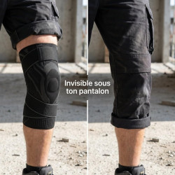 flexi pro genouillère, genouillère travail compression 360 sans sangle, chantier stabilisation gel ressort, protection genou bat