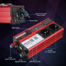 Convertisseur Onduleur 800W,Transformateur DC 12V vers AC 220V 230V,avec 4 USB Prise UE Charge,avec Affichage LED,pour Téléphone