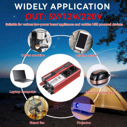 Convertisseur Onduleur 800W,Transformateur DC 12V vers AC 220V 230V,avec 4 USB Prise UE Charge,avec Affichage LED,pour Téléphone
