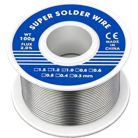 1mm Fil de Soudure 100g Fil Étain à Souder avec Noyau de Colophane Etain a Souder Electronique Bobine d'étain à Souder Avec Flux