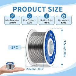 1mm Fil de Soudure 100g Fil Étain à Souder avec Noyau de Colophane Etain a Souder Electronique Bobine d'étain à Souder Avec Flux