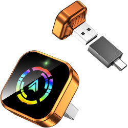 Adaptateur carplay sans fil avec câble carplay (usb vers c), mini adaptateur carplay en métal pour iphone avec ios 10+ et androi