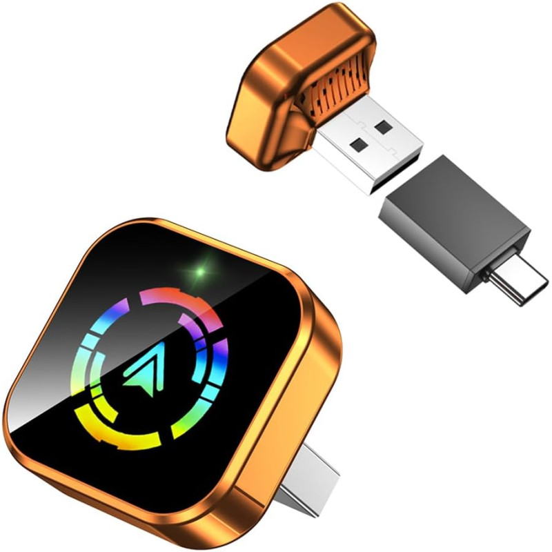 Adaptateur carplay sans fil avec câble carplay (usb vers c), mini adaptateur carplay en métal pour iphone avec ios 10+ et androi