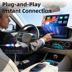 Adaptateur carplay sans fil avec câble carplay (usb vers c), mini adaptateur carplay en métal pour iphone avec ios 10+ et androi