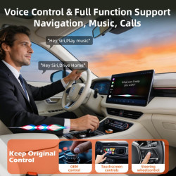 Adaptateur carplay sans fil avec câble carplay (usb vers c), mini adaptateur carplay en métal pour iphone avec ios 10+ et androi