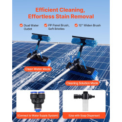VEVOR Kit Nettoyage pour Panneaux Solaires 10 m Brosse Télescopique Nettoyage à Passage Eau Perche Alliage Alu pour Panneaux Sol