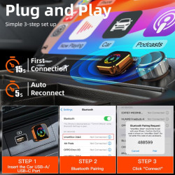 Adaptateur carplay sans fil avec câble carplay (usb vers c), mini adaptateur carplay en métal pour iphone avec ios 10+ et androi