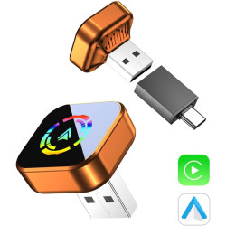 Adaptateur carplay sans fil avec câble carplay (usb vers c), mini adaptateur carplay en métal pour iphone avec ios 10+ et androi