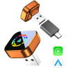 Adaptateur carplay sans fil avec câble carplay (usb vers c), mini adaptateur carplay en métal pour iphone avec ios 10+ et androi