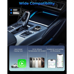 Adaptateur CarPlay sans fil avec câble CarPlay (USB vers C), mini adaptateur CarPlay en métal pour iPhone avec iOS 10+ et Androi