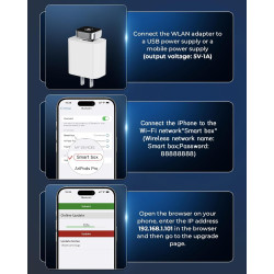 Adaptateur CarPlay sans fil avec câble CarPlay (USB vers C), mini adaptateur CarPlay en métal pour iPhone avec iOS 10+ et Androi