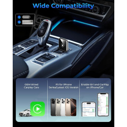 Adaptateur CarPlay sans fil avec CarPlay filaire (USB vers C), mini adaptateur CarPlay au design métallique pour iPhone avec iOS
