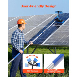 VEVOR Kit Nettoyage pour Panneaux Solaires 6 m Brosse Télescopique Nettoyage à Passage Eau Perche Alliage Alu pour Panneaux Sola