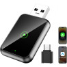 2026 mini adaptateur carplay sans fil 2 en 1 pour apple carplay/android auto avec usb-c/usb-a, plug & play, bleutooth/wifi, conn