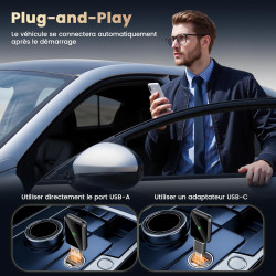 2026 mini adaptateur carplay sans fil 2 en 1 pour apple carplay/android auto avec usb-c/usb-a, plug & play, bleutooth/wifi, conn