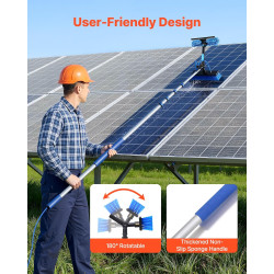 VEVOR Kit Nettoyage pour Panneaux Solaires 7,3 m Brosse Télescopique Nettoyage Passage Eau Perche Alliage Alu pour Panneaux Sola