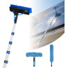 VEVOR Kit Nettoyage pour Panneaux Solaires 7,8 m Brosse Télescopique Nettoyage Passage Eau Perche Alliage Alu pour Panneaux Sola