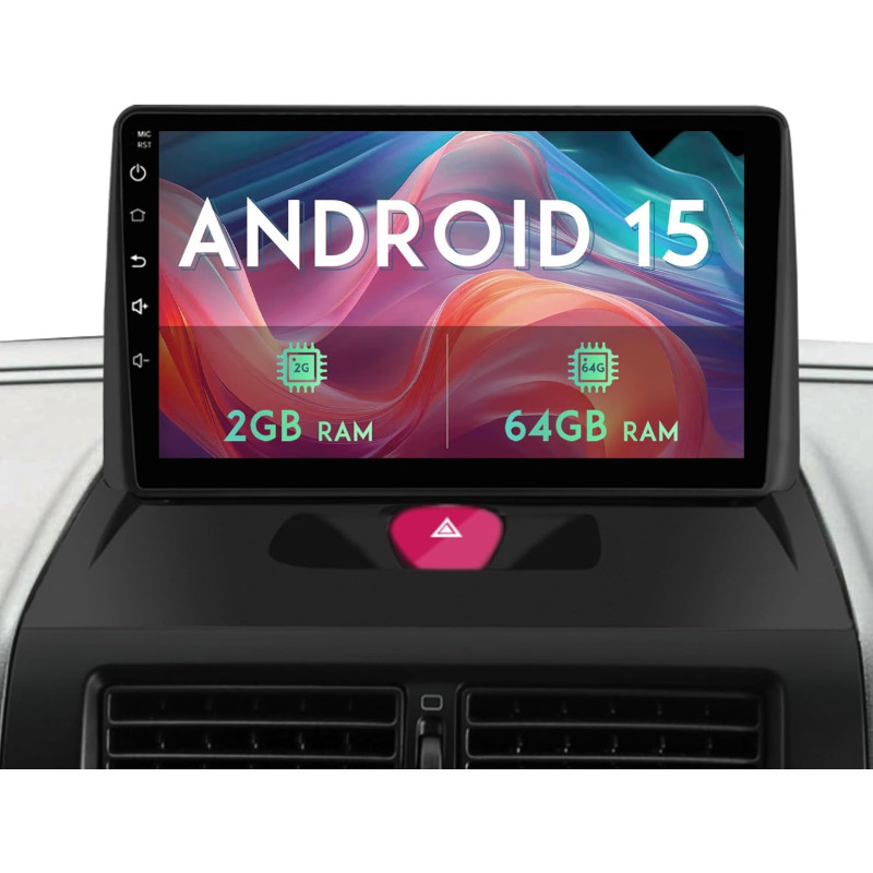 Awesafe autoradio android 15 pour peugeot expert 2/citroën jumpy/fiat scudo/toyota proace (2007-2016), 9" écran tactile 2go+64go