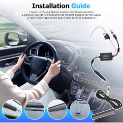 Antenne Voiture avec Amplificateur de Signal, Adaptateur Antenne Autoradio FM, Amplificateur Audio Voiture 12V/24V pour Poste Ra