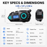 Intercom moto, casque moto bleutooth, écouteurs casque moto, casque de moto bleutooth, écouteurs moto avec assistant vocal, bleu