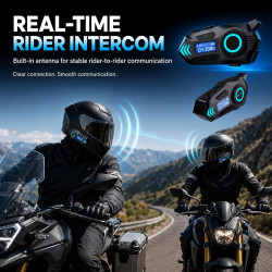 Intercom moto, casque moto bleutooth, écouteurs casque moto, casque de moto bleutooth, écouteurs moto avec assistant vocal, bleu