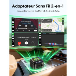 Adaptateur CarPlay Android Auto Sans Fil: 2 en 1 Adaptateur Compatible Voiture Filaire d'Origine — Dongle Plug & Play USB Natif 