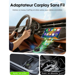 Adaptateur CarPlay Android Auto Sans Fil: 2 en 1 Adaptateur Compatible Voiture Filaire d'Origine — Dongle Plug & Play USB Natif 