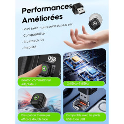 Adaptateur CarPlay Android Auto Sans Fil: 2 en 1 Adaptateur Compatible Voiture Filaire d'Origine — Dongle Plug & Play USB Natif 