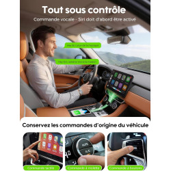 Adaptateur CarPlay Android Auto Sans Fil: 2 en 1 Adaptateur Compatible Voiture Filaire d'Origine — Dongle Plug & Play USB Natif 