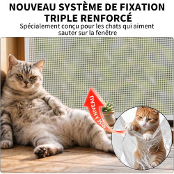 Bksai moustiquaire anti-chute pour chat – renforcée anti-griffes 320g/m², protection fenêtre sécurisée sans perçage, filet auto-